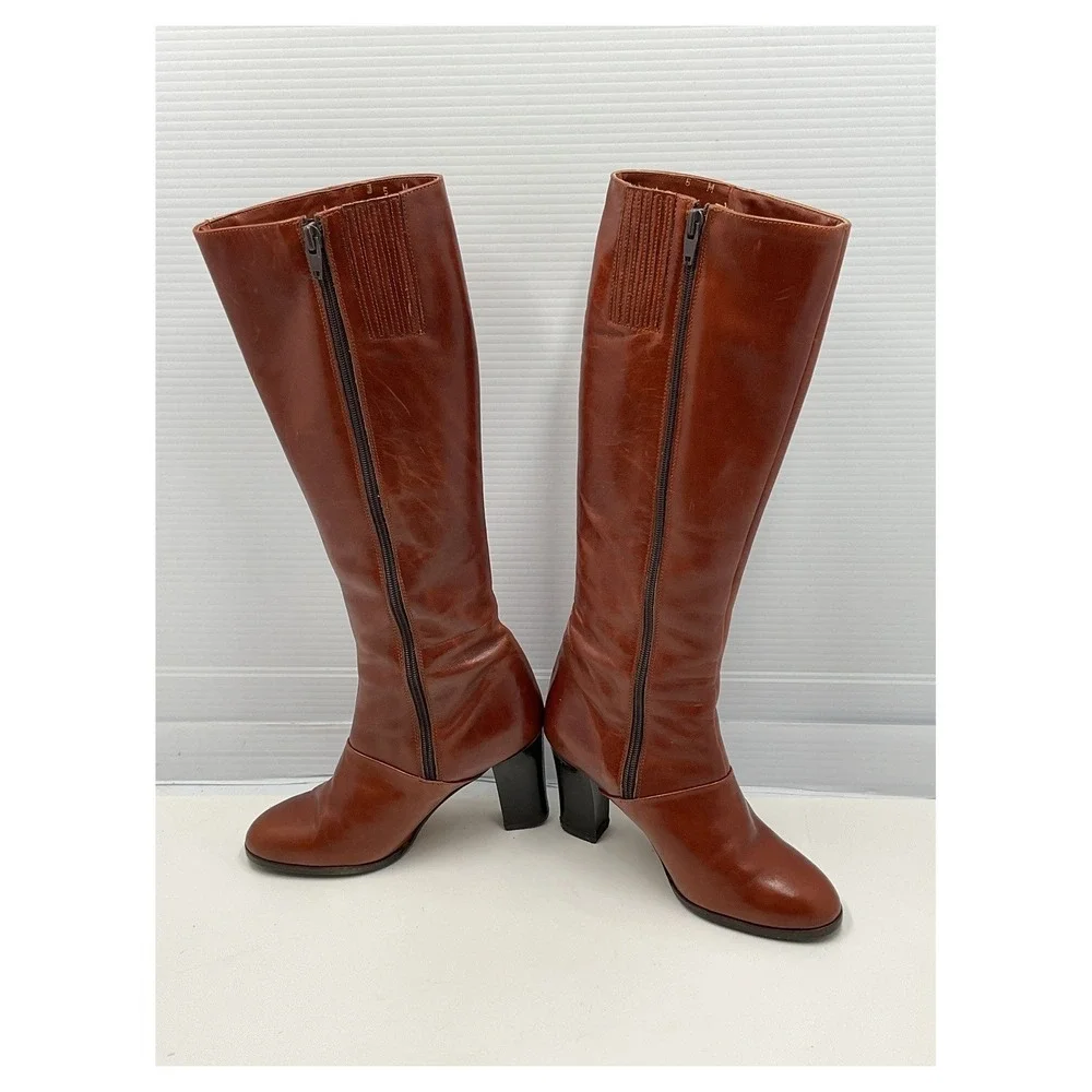 Vintage 1974 Jacobson's Proctor Italian Brown Leather Knee High Boots Size 5‎ M